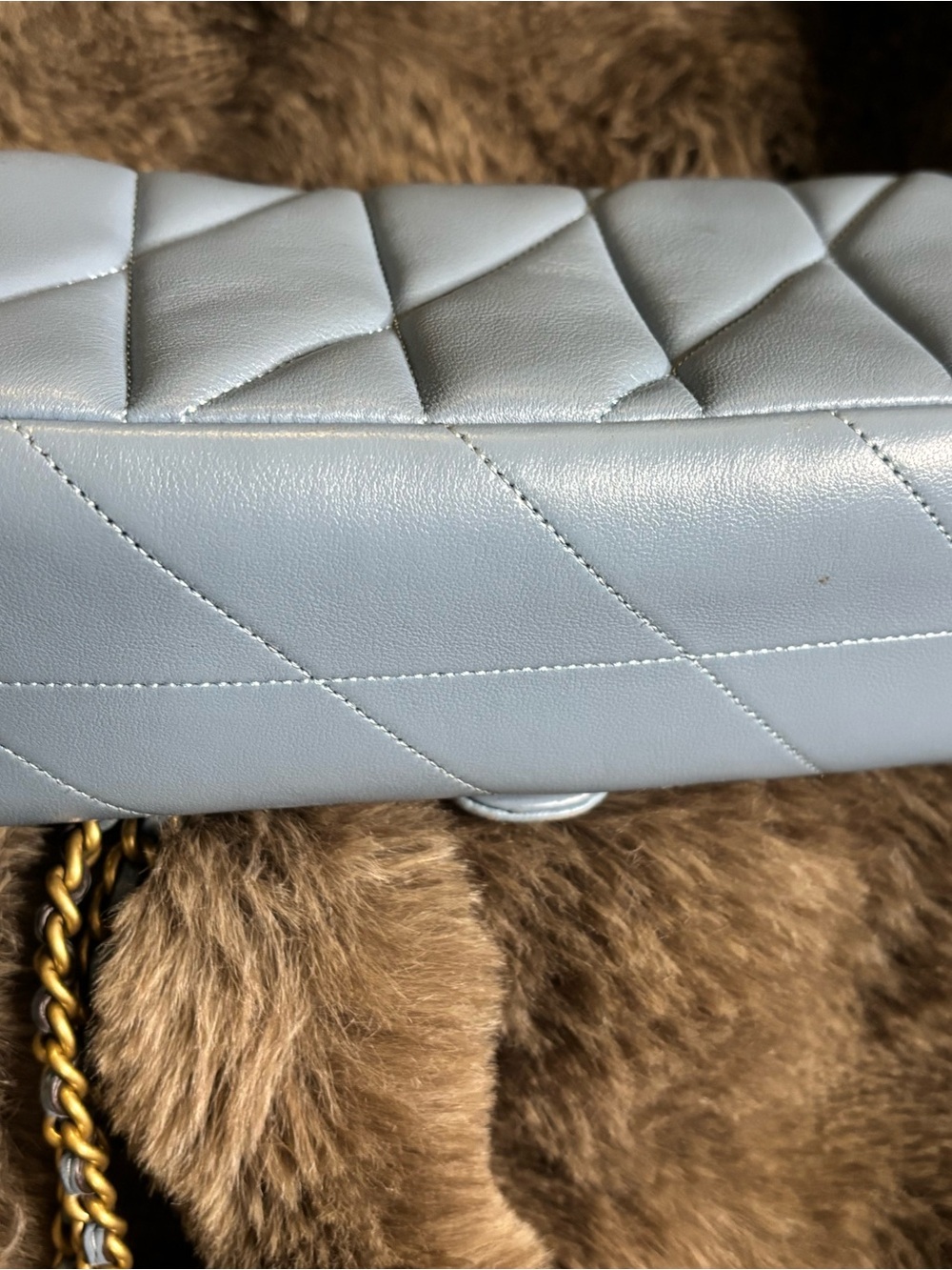 Coach Quilted Leather Crossbody in Pale Blue with Gold Hardware - Picture 7 of 12